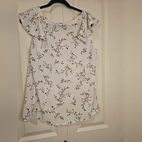 Reitmans Signature Womens Floral Sleeveless Blouse Top Cap Sleeve SZ L - Picture 2 of 10